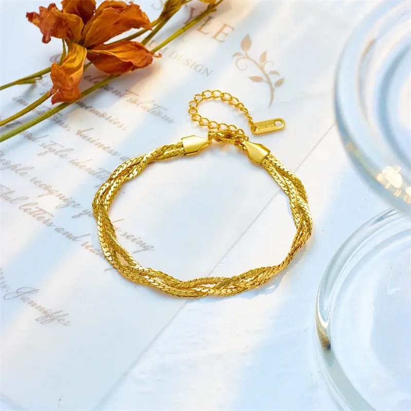 316L Stainless Steel 3-Color Crossover Bracelet For Women