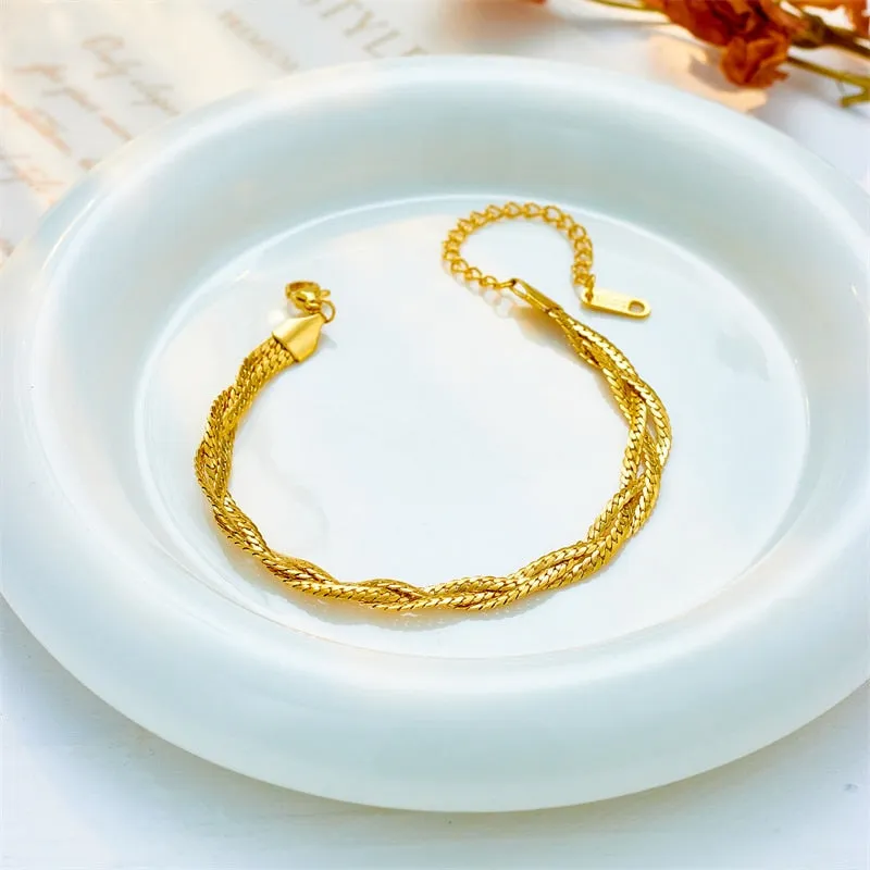 316L Stainless Steel 3-Color Crossover Bracelet For Women