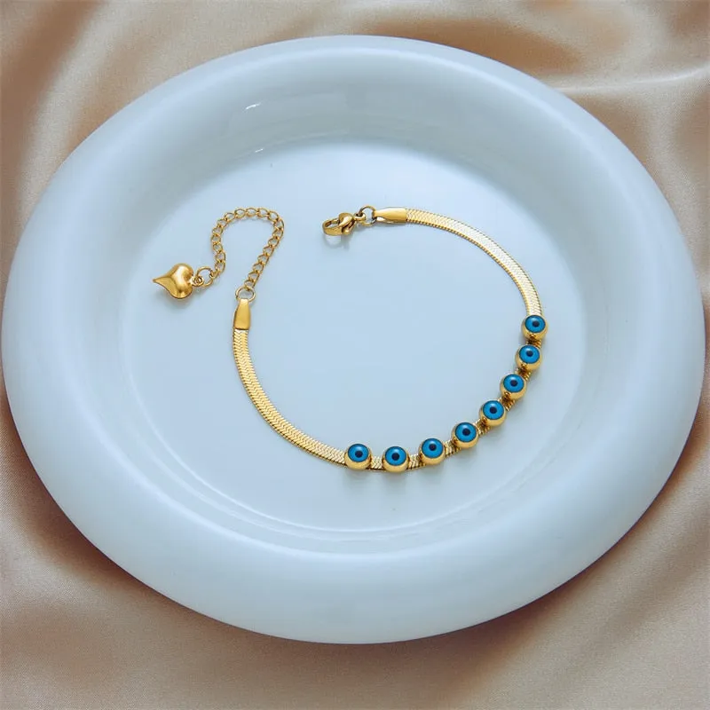 316L Stainless Steel Blue Eye Pattern Bracelet for Women