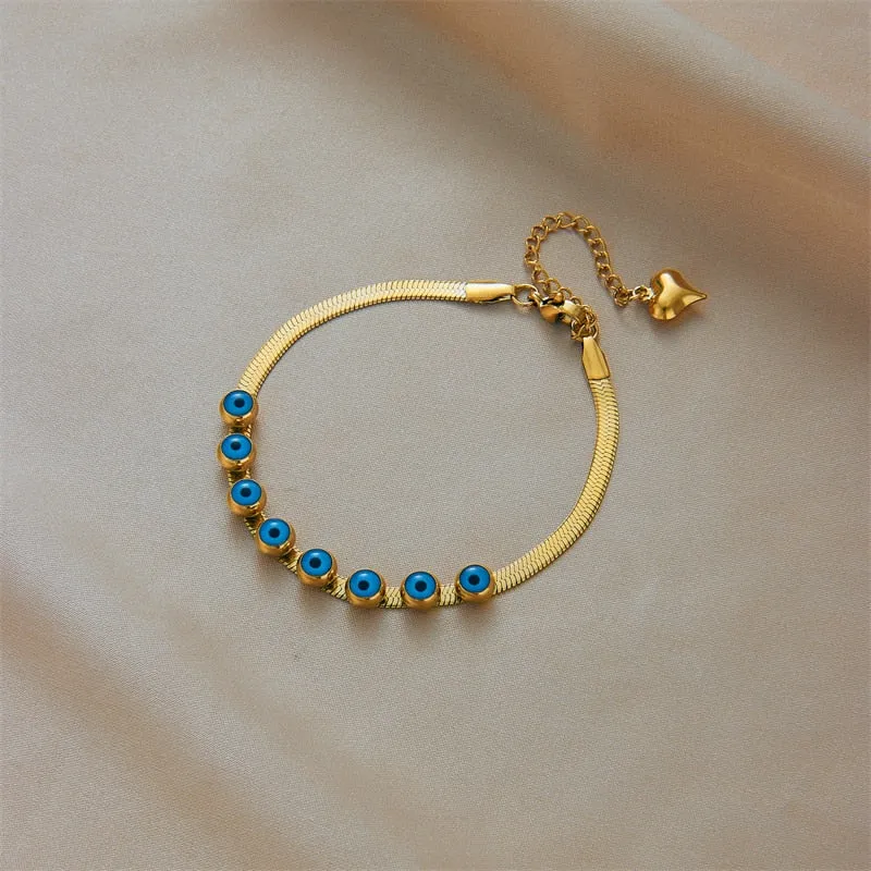 316L Stainless Steel Blue Eye Pattern Bracelet for Women