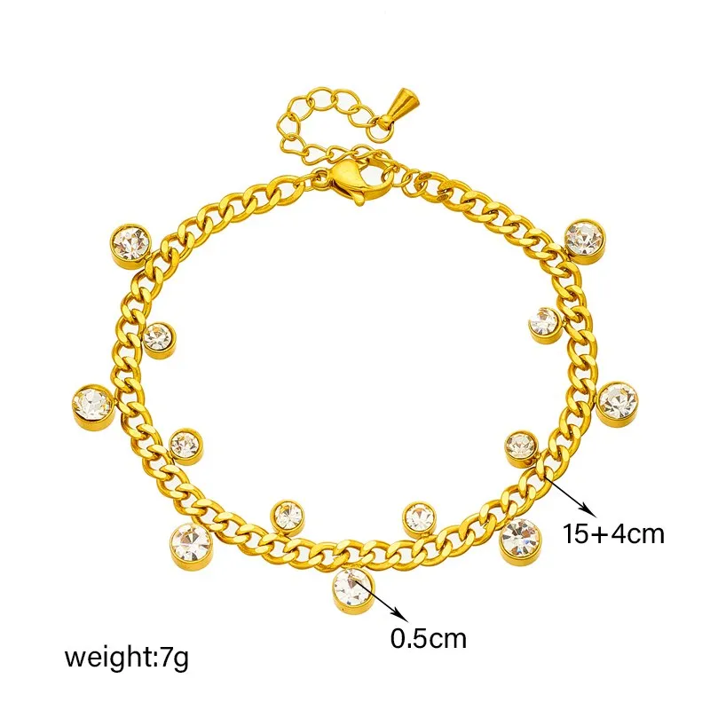 316L Stainless Steel Sparkling Zircon Crystal Charm Bracelet For Women