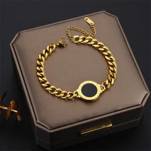 316L Stainless Steel Woman Bracelet Vintage 2-Color Roman Numerals Bracelet