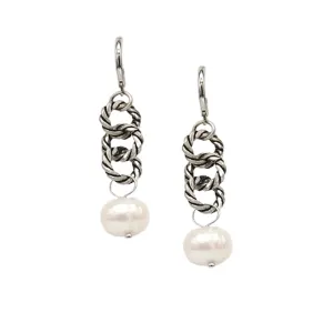 359-01-S | KARL CHAIN EARRING (WHITE ON SILVER)