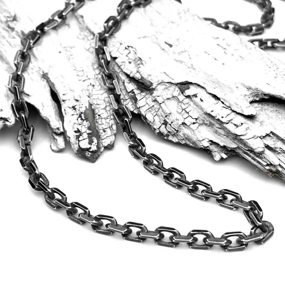5.0 mm Sterling Silver Antiqued Tortuga Anchor Chain -  LUXURY WEIGHT | #C7558