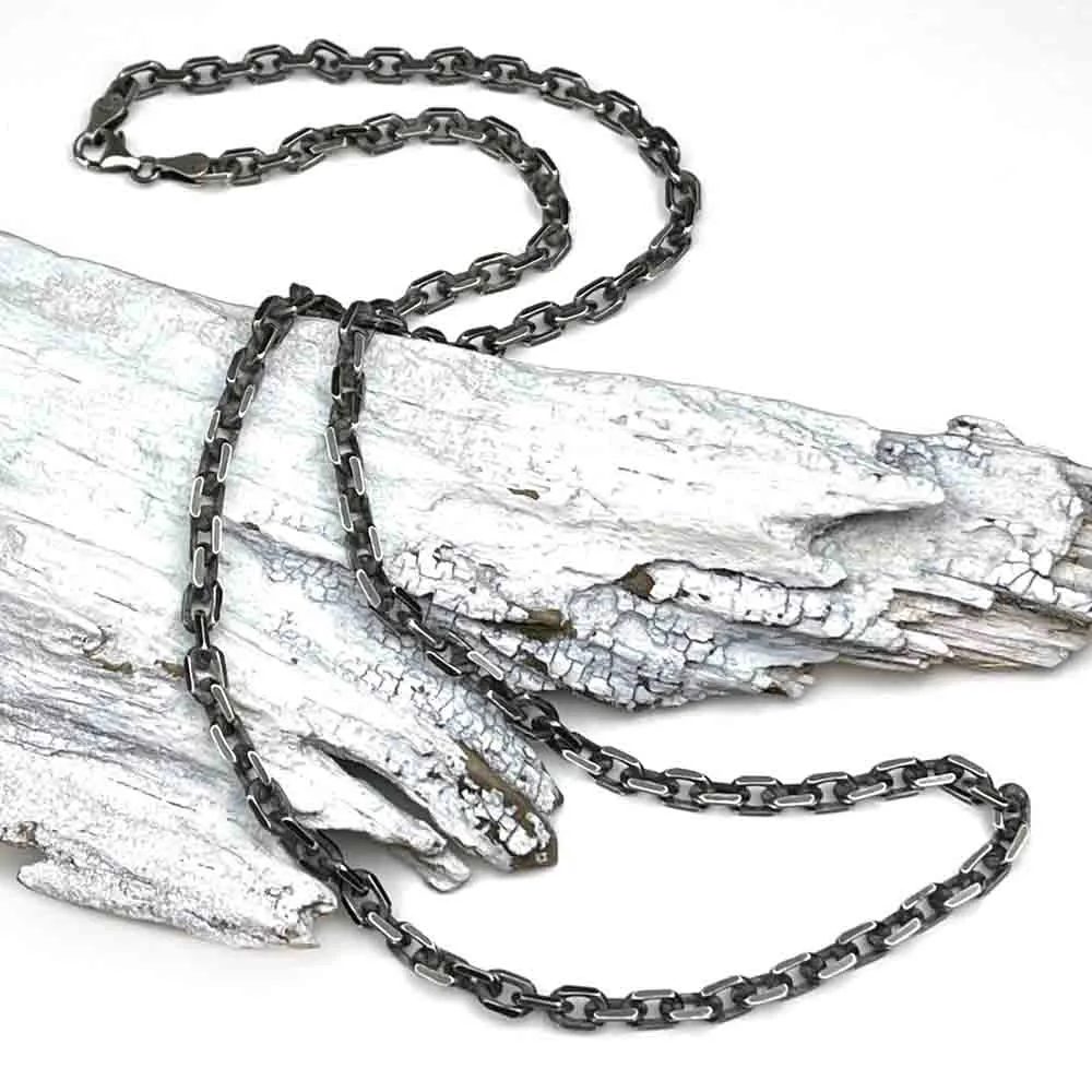 5.0 mm Sterling Silver Antiqued Tortuga Anchor Chain -  LUXURY WEIGHT | #C7558