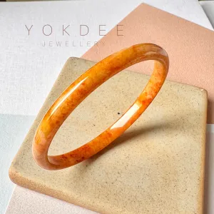 52.1mm A-Grade Natural Orangey Red Jadeite Modern Round Bangle No.151979