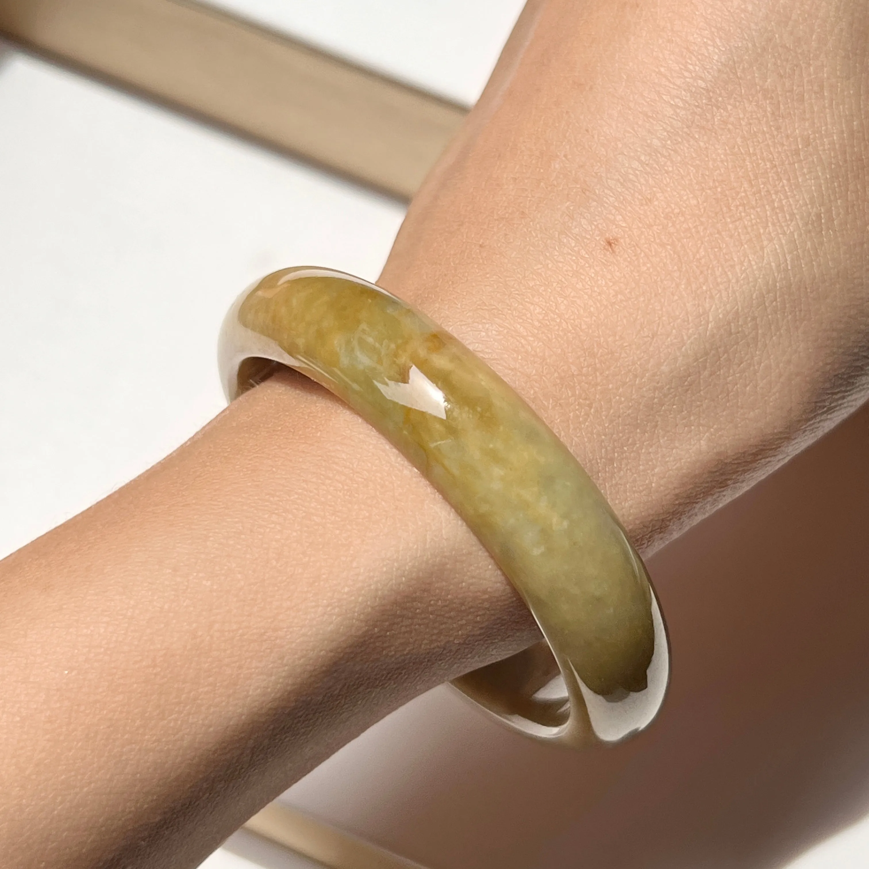 53.5mm A-Grade Natural Russet Jadeite Modern Oval Bangle No. 152012