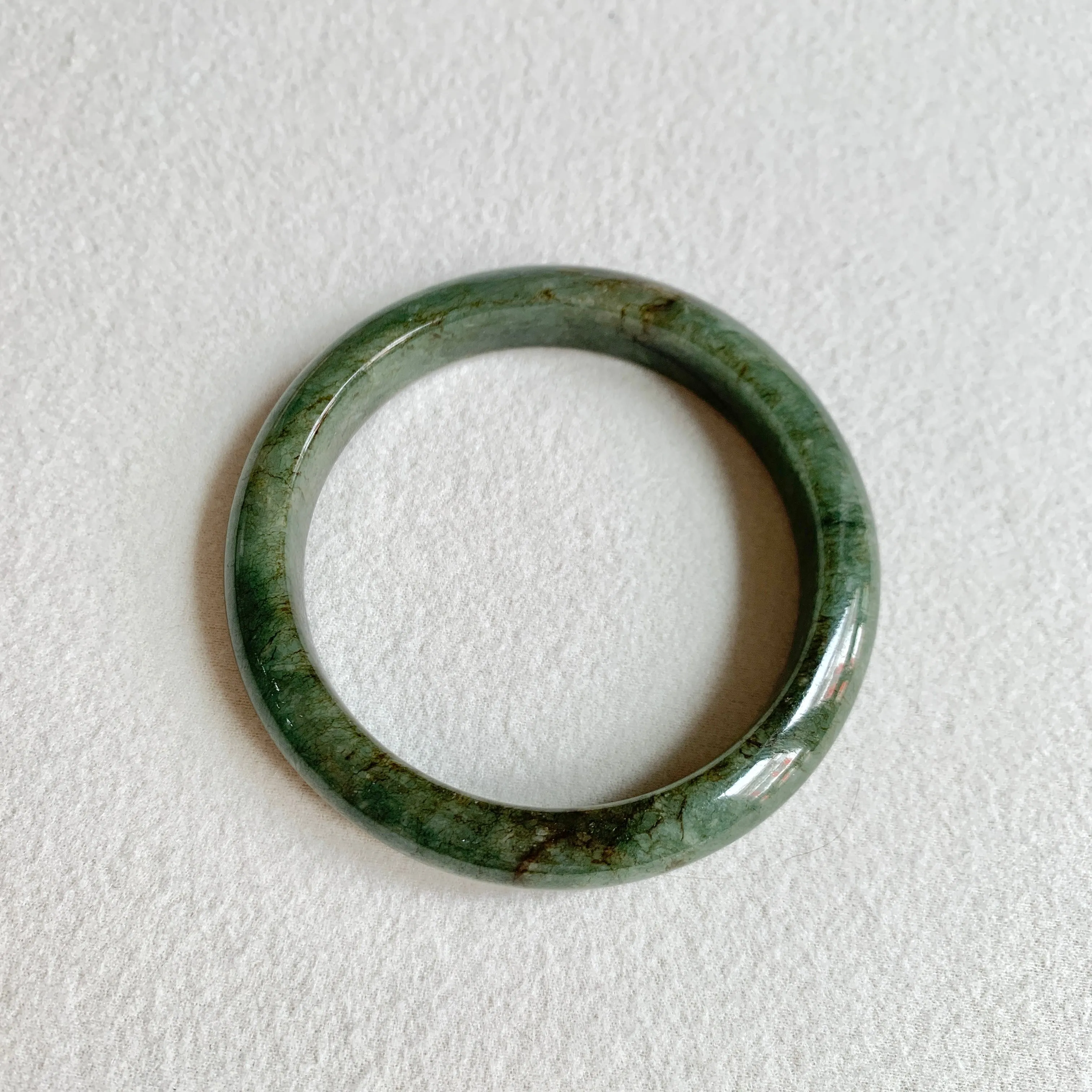 56.1mm A-Grade Natural Dark Green Modern Round Bangle No. 600158