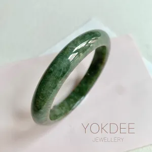 56.1mm A-Grade Natural Dark Green Modern Round Bangle No. 600158