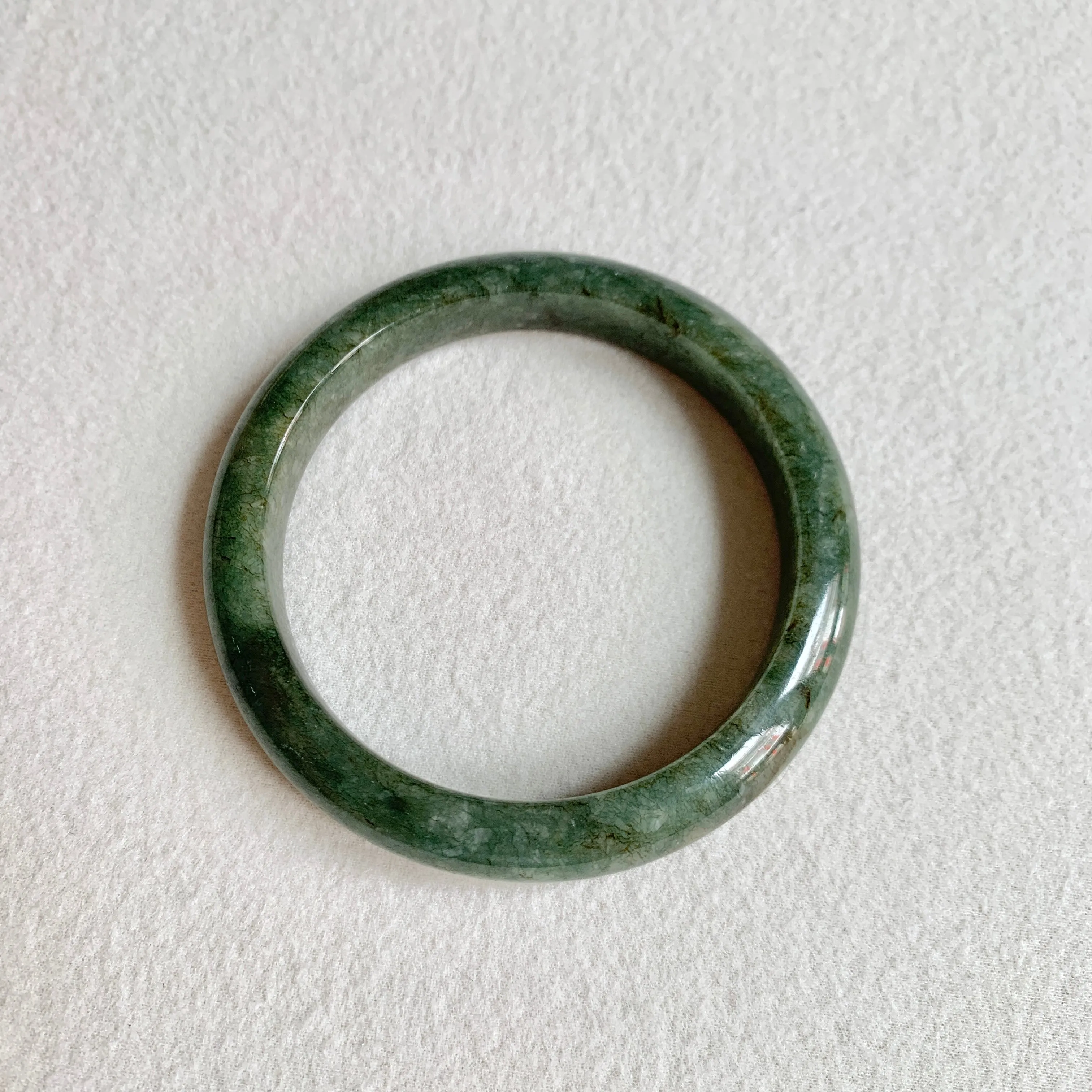 56.1mm A-Grade Natural Dark Green Modern Round Bangle No. 600158