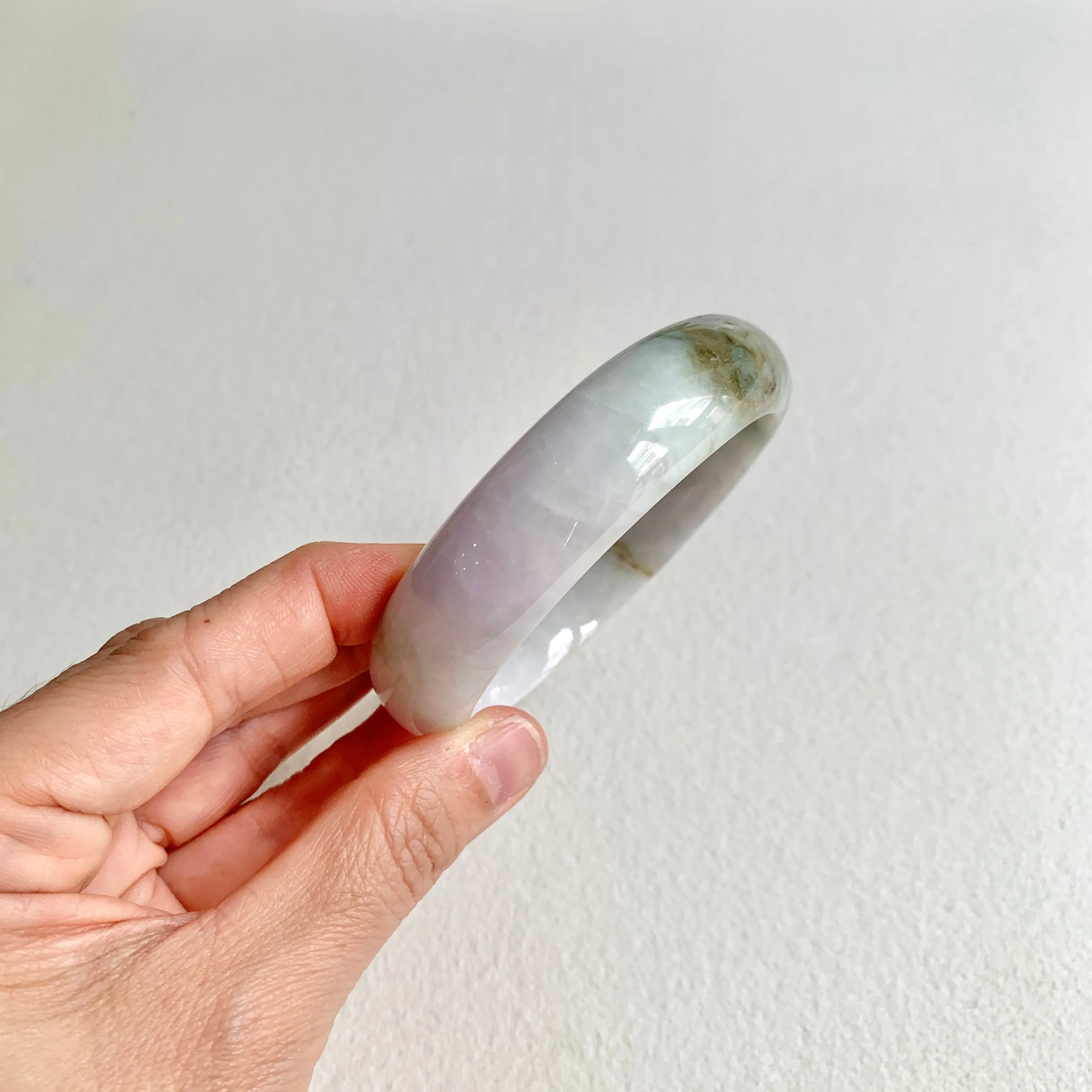 58.6mm A-Grade Natural Lavender Green Modern Round Bangle No. 600163