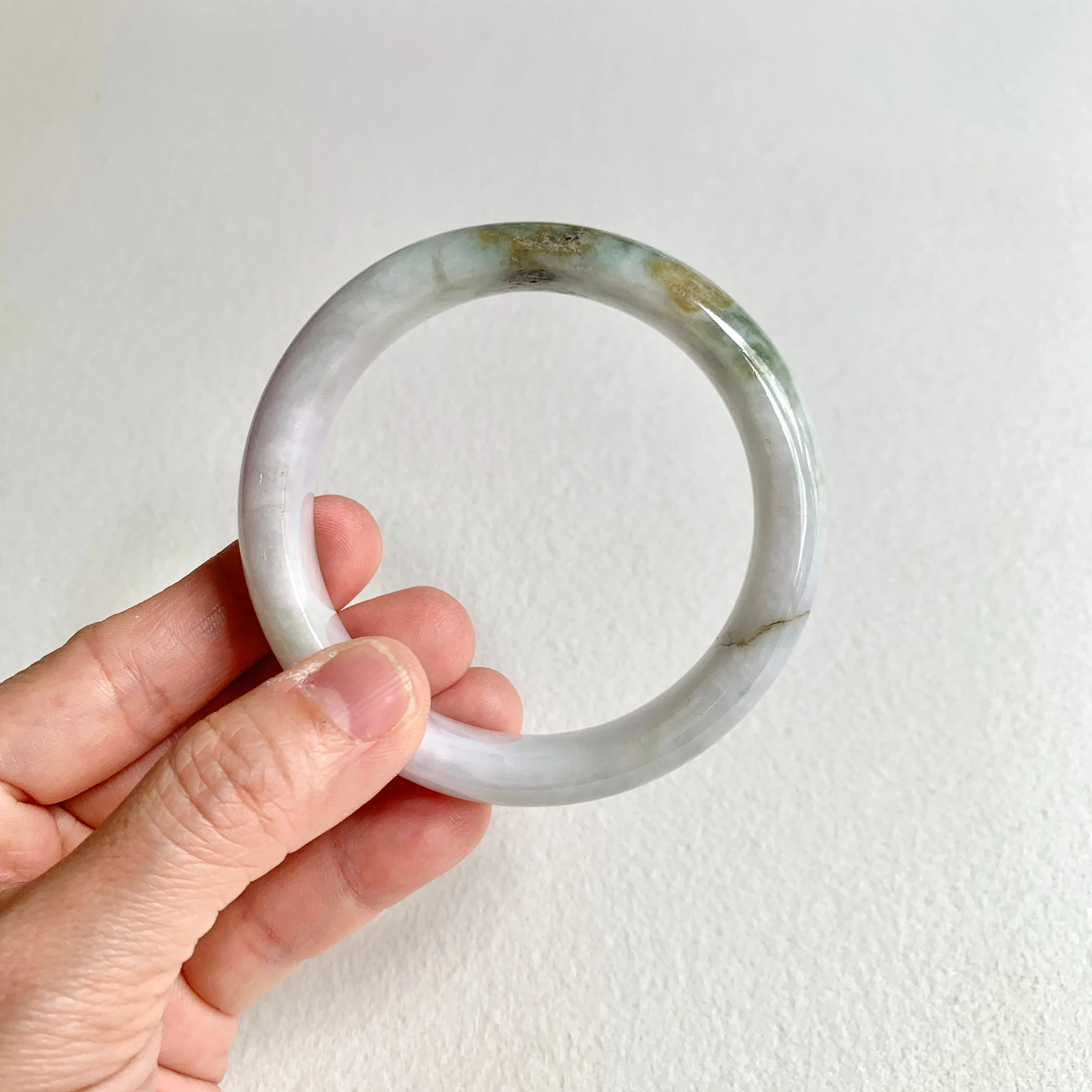 58.6mm A-Grade Natural Lavender Green Modern Round Bangle No. 600163