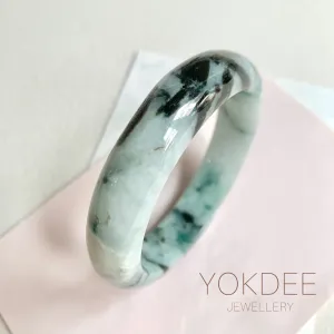 58mm A-Grade Natural Bluish Floral Round Bangle No. 600165