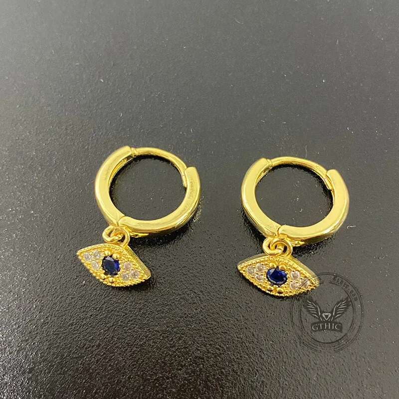 6 Pairs Gold Evil Eye Stainless Steel Earrings
