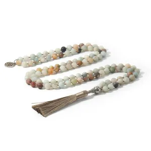 8mm Frosted Amazonite Japamala Necklace Meditation Yoga Spirit Tibetan Jewelry