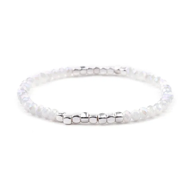 8Seasons Fashion Multicolor Crystal Strand Bracelets For Women Wedding Party Gold Color Acrylic Copper Beads Bangles Jewelry