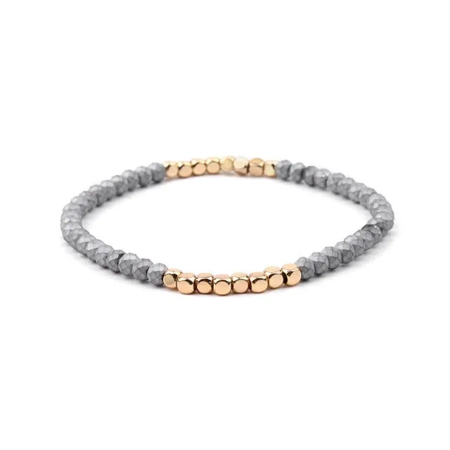 8Seasons Fashion Multicolor Crystal Strand Bracelets For Women Wedding Party Gold Color Acrylic Copper Beads Bangles Jewelry