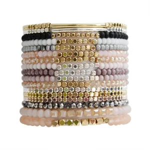 8Seasons Fashion Multicolor Crystal Strand Bracelets For Women Wedding Party Gold Color Acrylic Copper Beads Bangles Jewelry