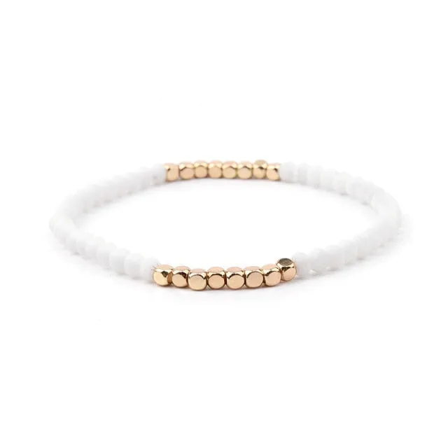8Seasons Fashion Multicolor Crystal Strand Bracelets For Women Wedding Party Gold Color Acrylic Copper Beads Bangles Jewelry