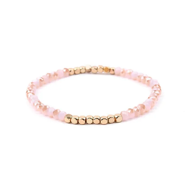 8Seasons Fashion Multicolor Crystal Strand Bracelets For Women Wedding Party Gold Color Acrylic Copper Beads Bangles Jewelry