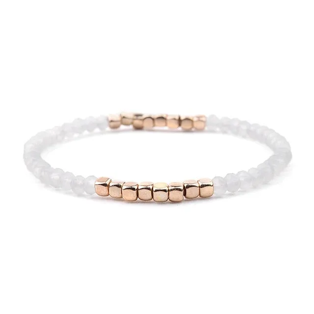 8Seasons Fashion Multicolor Crystal Strand Bracelets For Women Wedding Party Gold Color Acrylic Copper Beads Bangles Jewelry