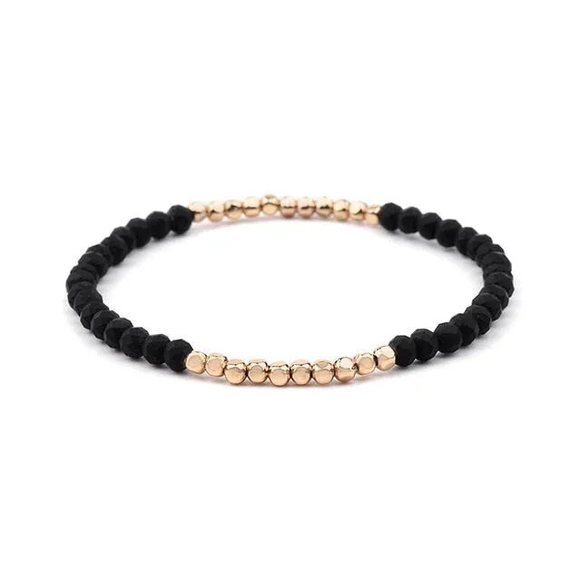 8Seasons Fashion Multicolor Crystal Strand Bracelets For Women Wedding Party Gold Color Acrylic Copper Beads Bangles Jewelry