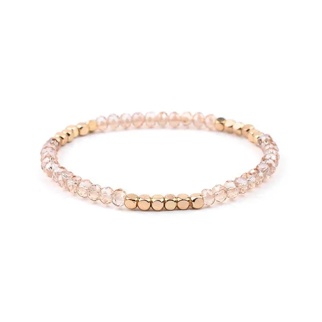 8Seasons Fashion Multicolor Crystal Strand Bracelets For Women Wedding Party Gold Color Acrylic Copper Beads Bangles Jewelry