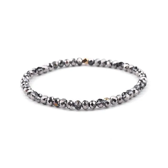 8Seasons Fashion Multicolor Crystal Strand Bracelets For Women Wedding Party Gold Color Acrylic Copper Beads Bangles Jewelry