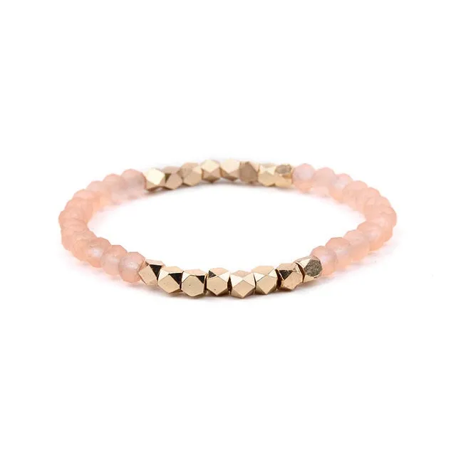 8Seasons Fashion Multicolor Crystal Strand Bracelets For Women Wedding Party Gold Color Acrylic Copper Beads Bangles Jewelry