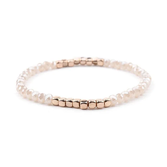 8Seasons Fashion Multicolor Crystal Strand Bracelets For Women Wedding Party Gold Color Acrylic Copper Beads Bangles Jewelry