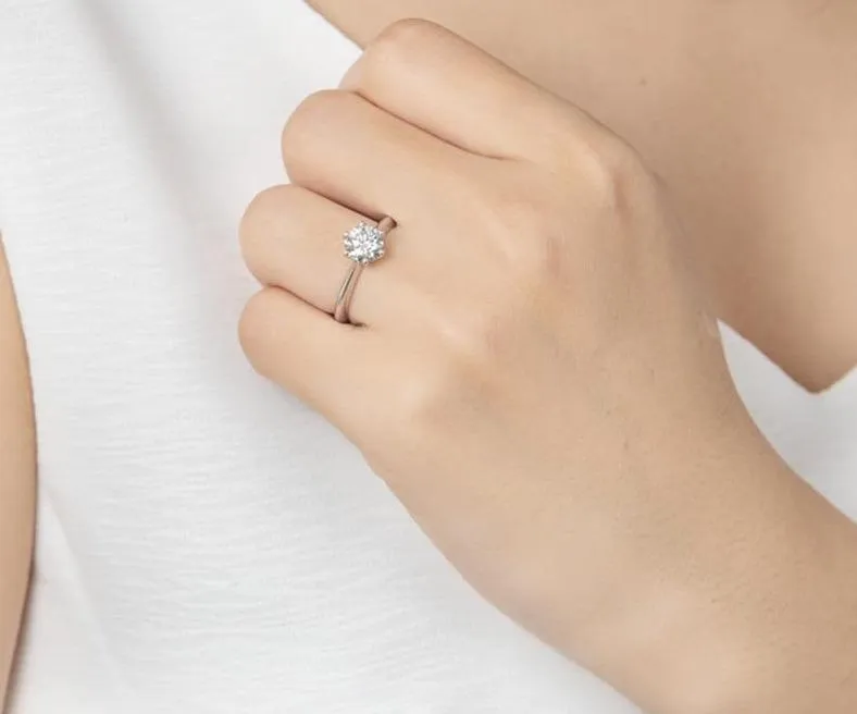925 Classic Silver Moissanite Engagement Ring