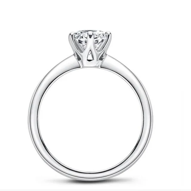 925 Classic Silver Moissanite Engagement Ring