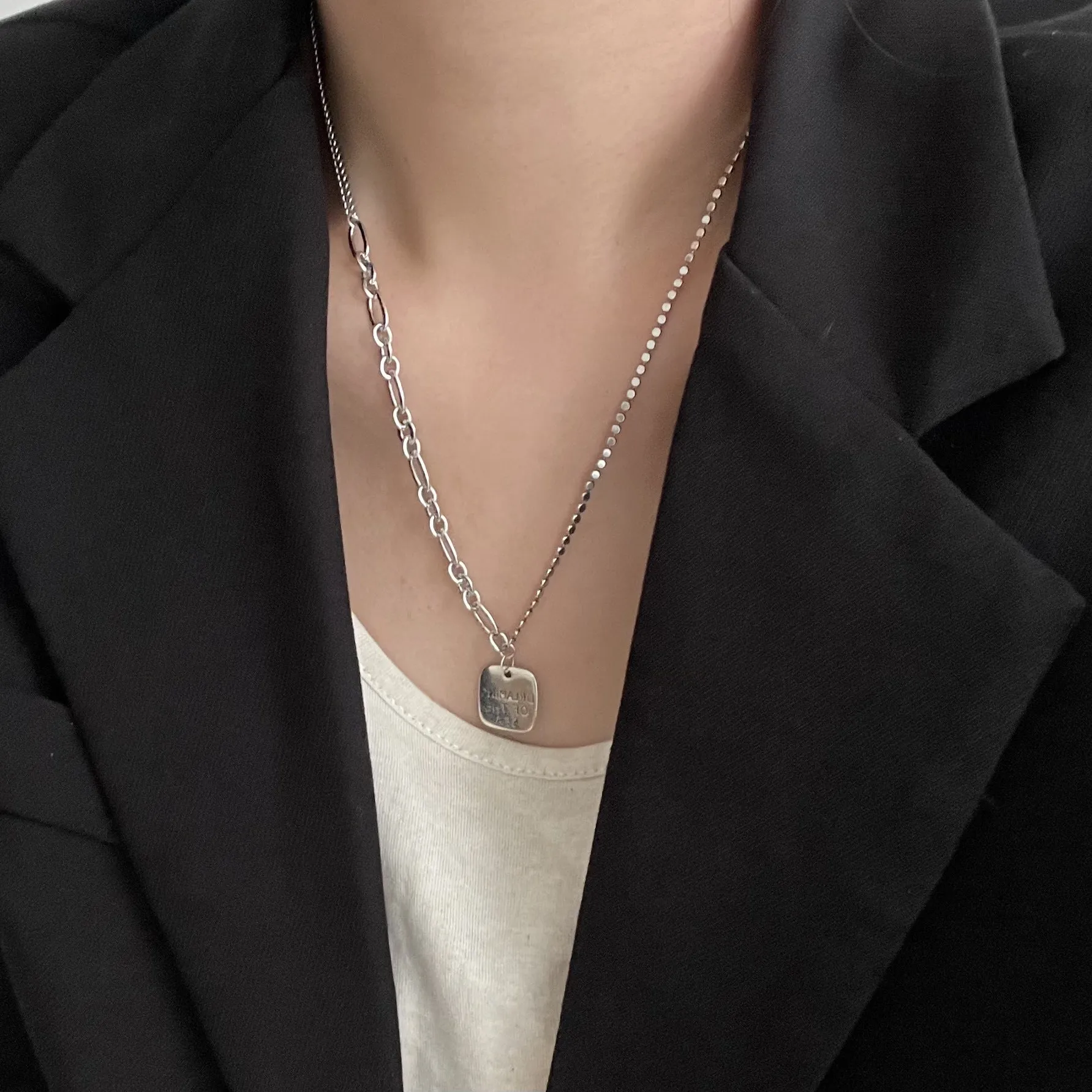 925 Sterling Silver Casual Letter Silver Necklaces