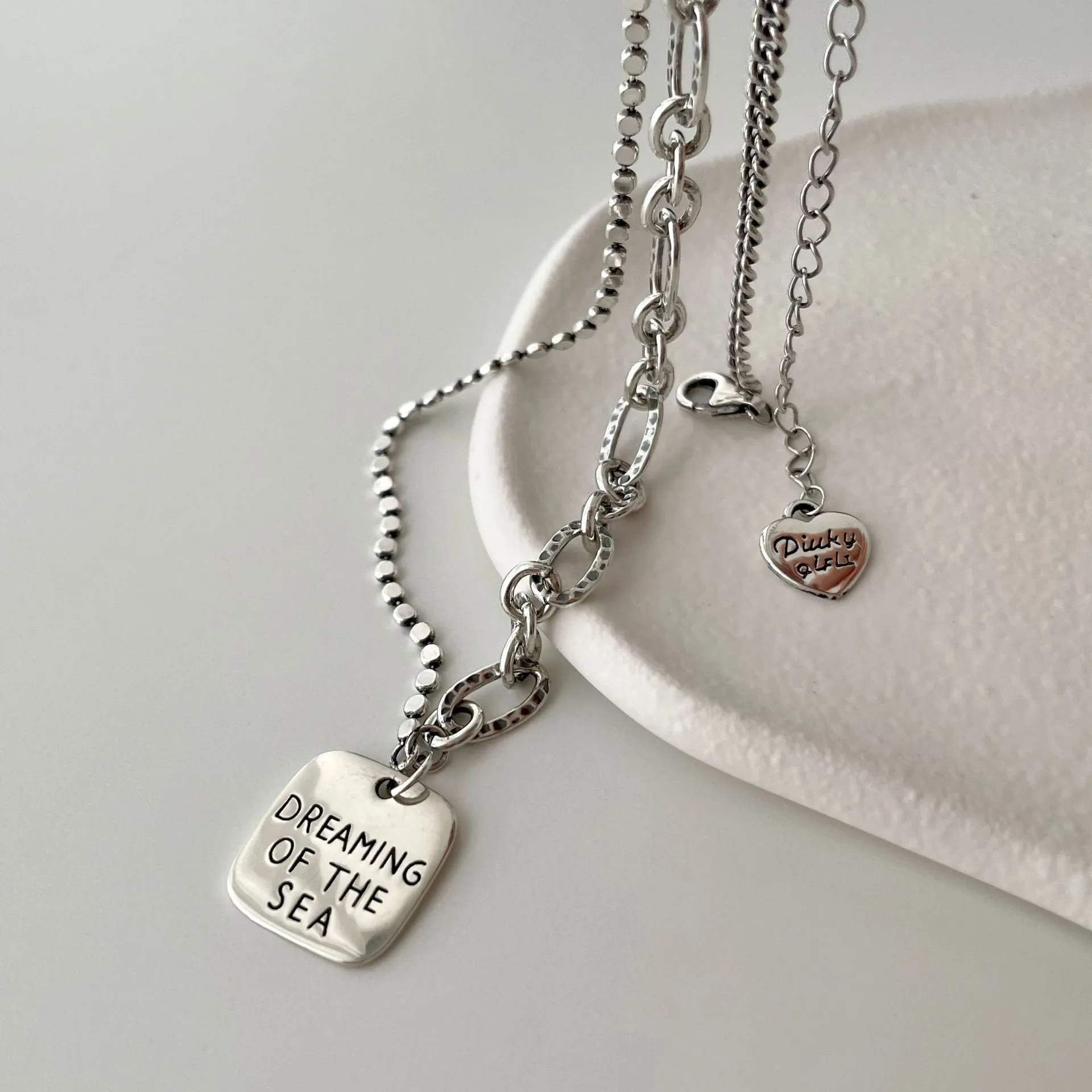 925 Sterling Silver Casual Letter Silver Necklaces