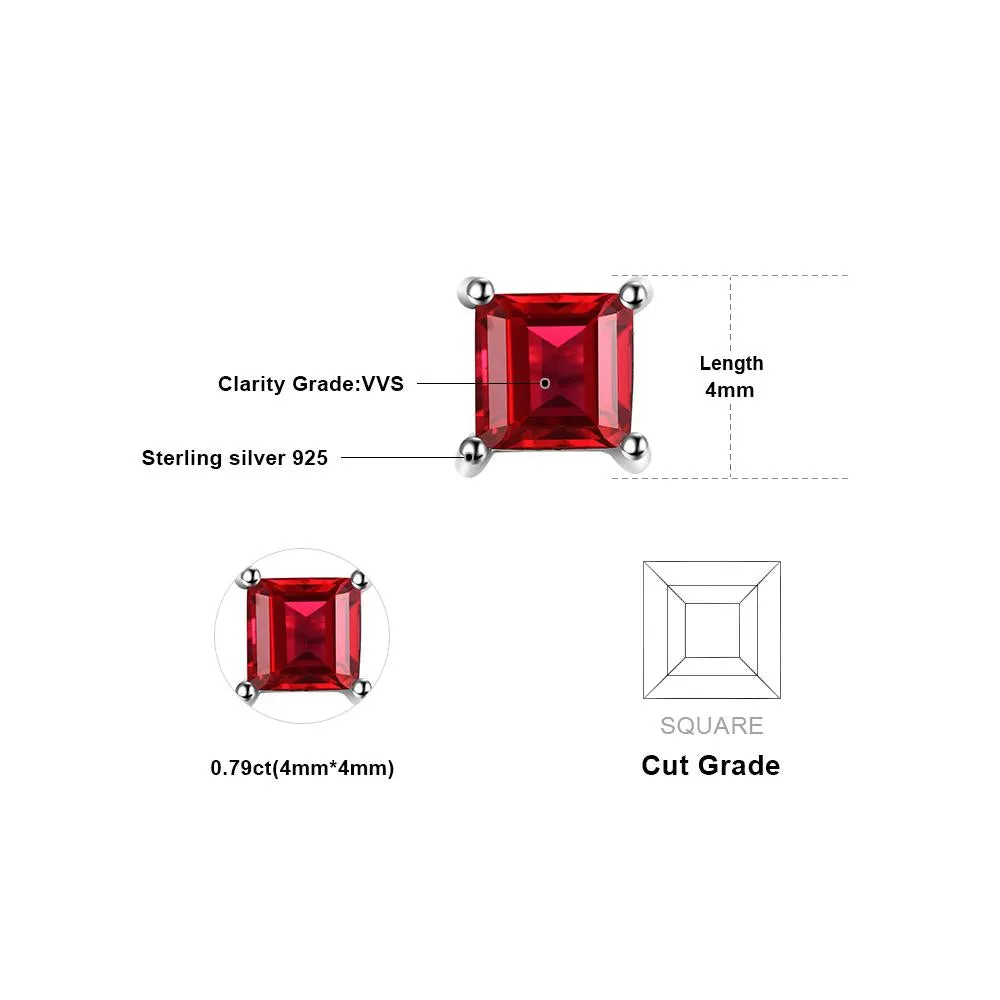 925 Sterling Silver Natural Red Garnet Stud Earrings