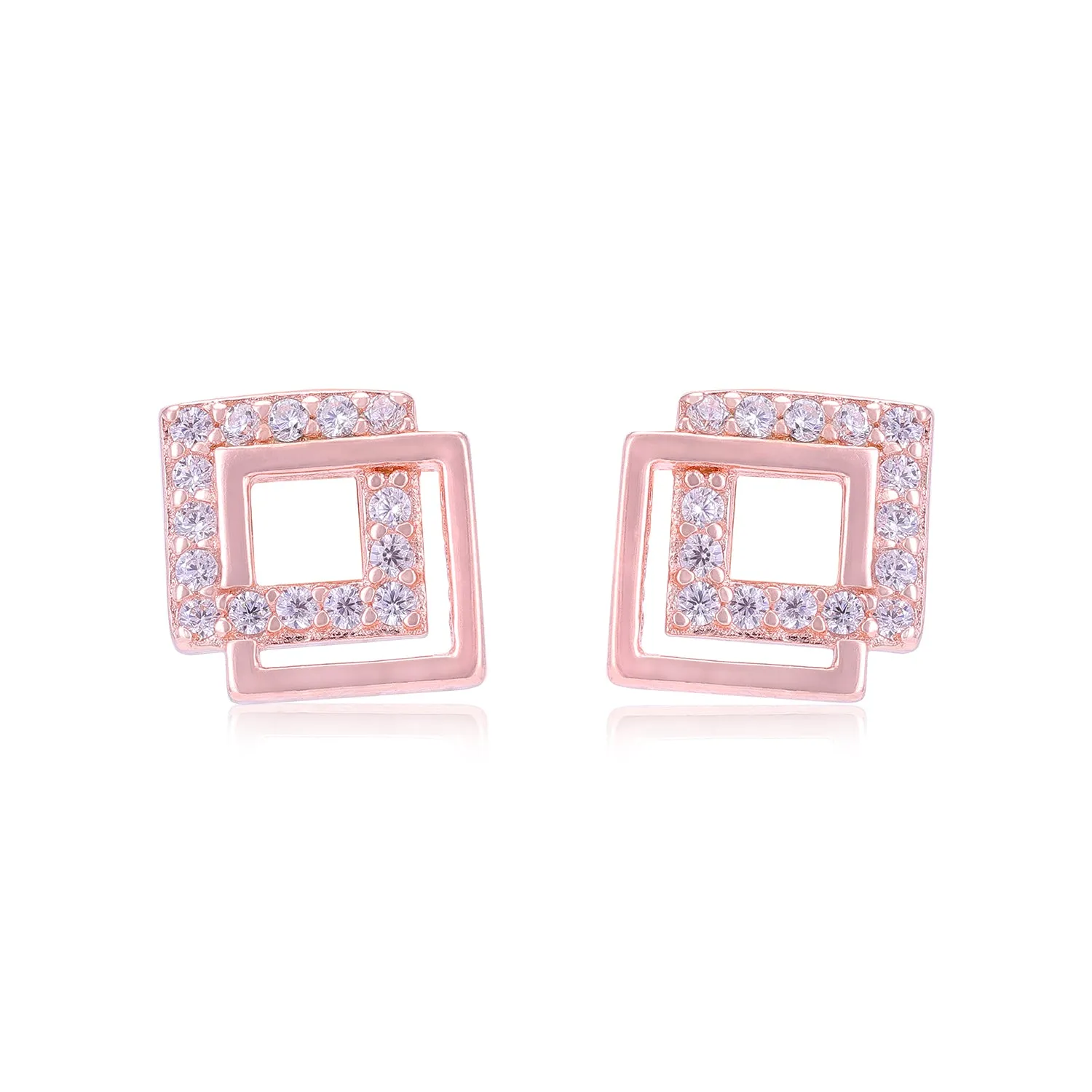 925 Sterling Silver Timeless Square Duo Earrings For Women
