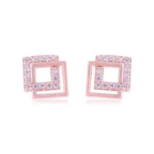 925 Sterling Silver Timeless Square Duo Earrings For Women