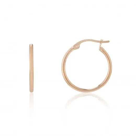 9ct Rose Gold 15mm Hoop Earrings
