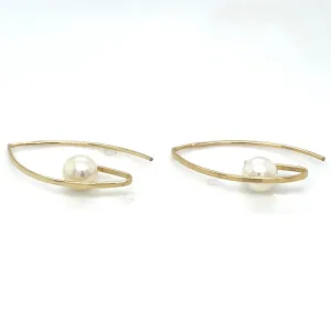 9ct Yellow Gold Curve Pearl Earrings