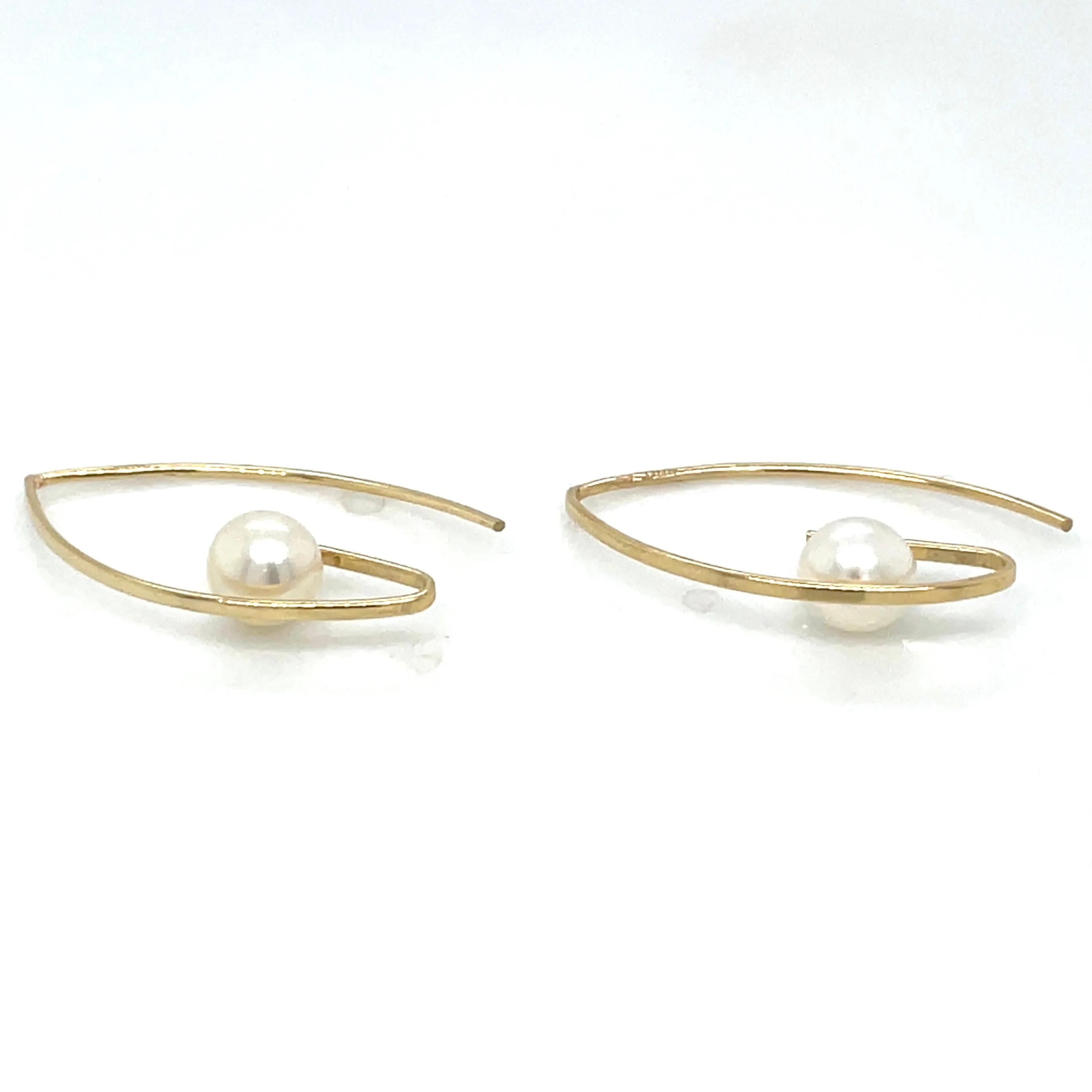 9ct Yellow Gold Curve Pearl Earrings