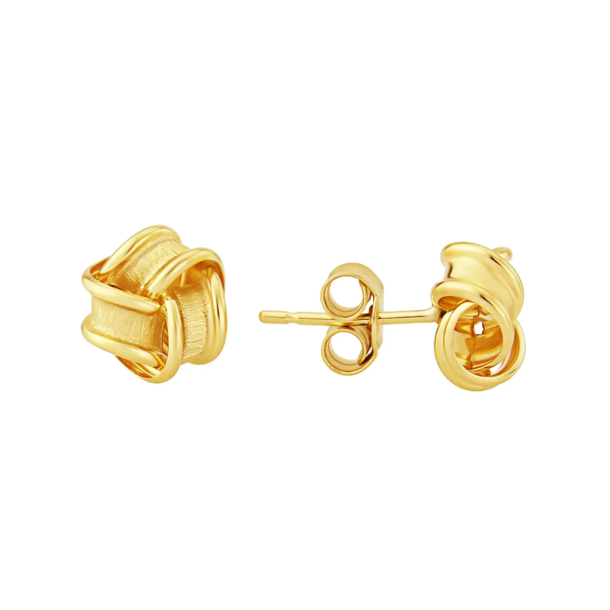 9ct Yellow Gold 'Frosted' Knot Stud Earrings