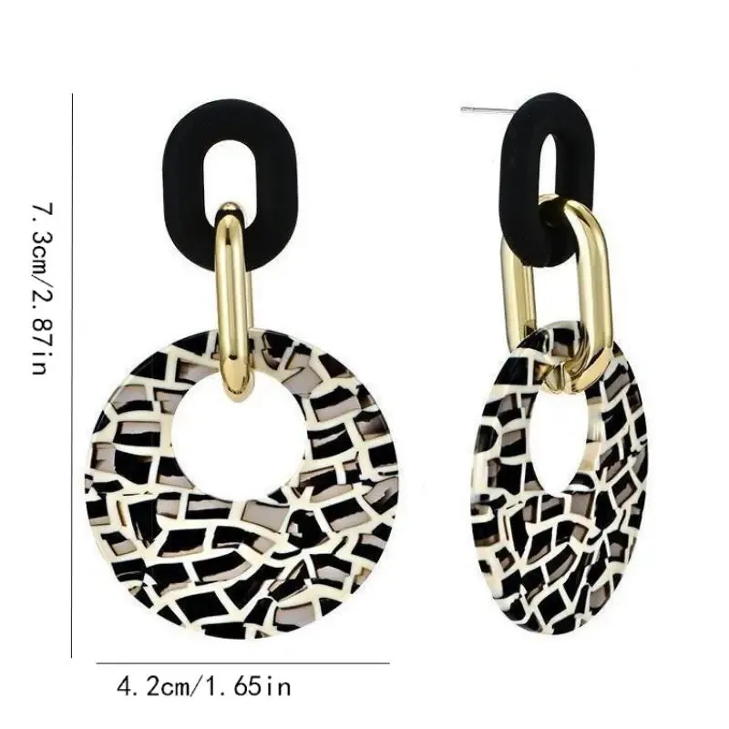 Acrylic Black And White Drop Earrings