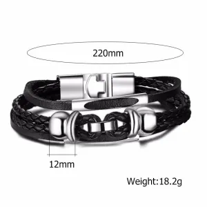 Alloy Ship Helmsman Rope Black Brown Men's Trendy Bracelet