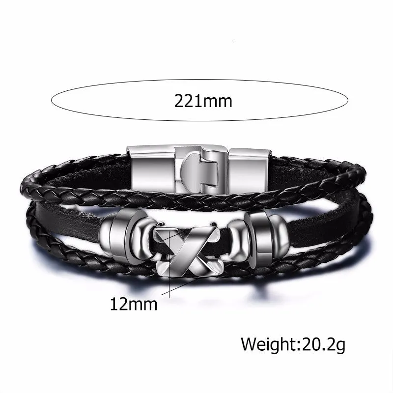 Alloy Ship Helmsman Rope Black Brown Men's Trendy Bracelet