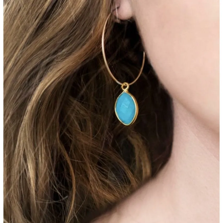 Amie Green Onyx Quartz Hoop Earrings