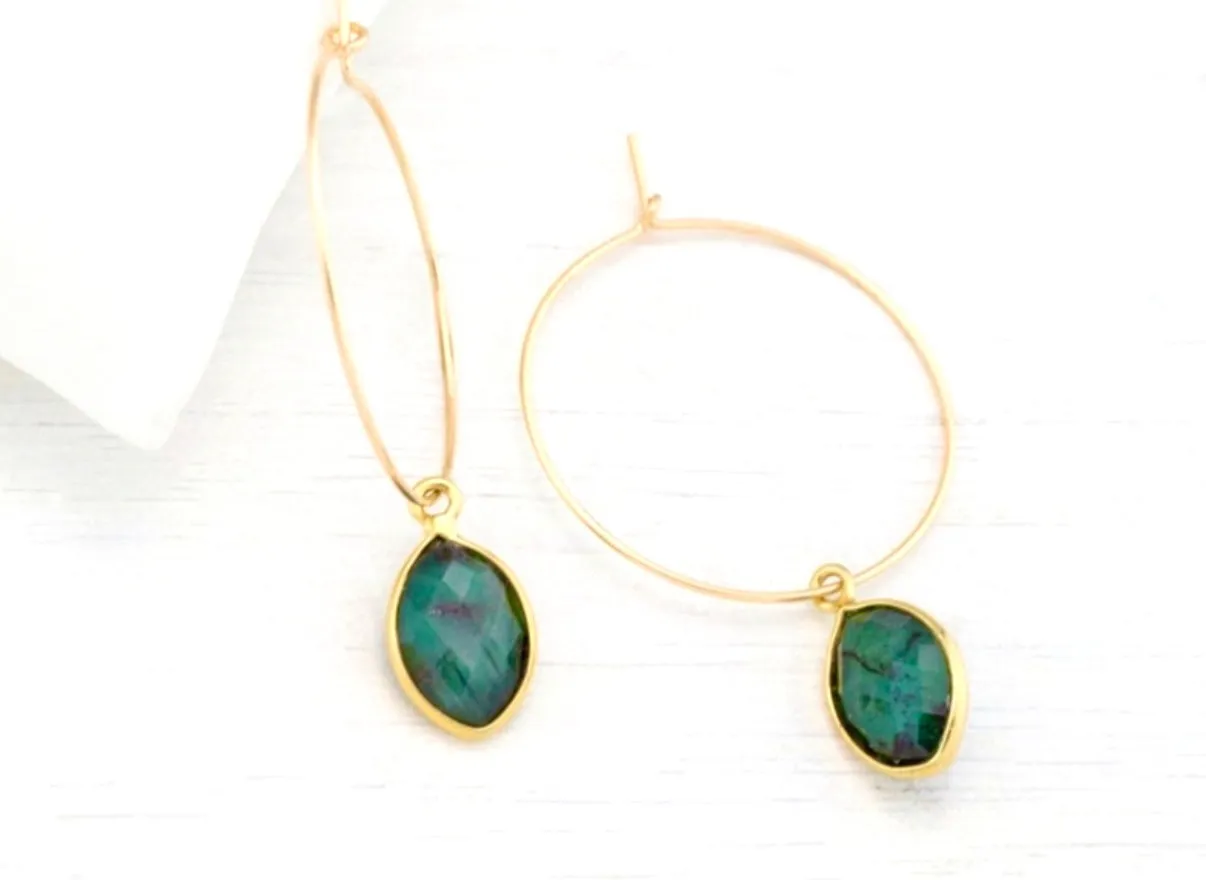 Amie Green Onyx Quartz Hoop Earrings