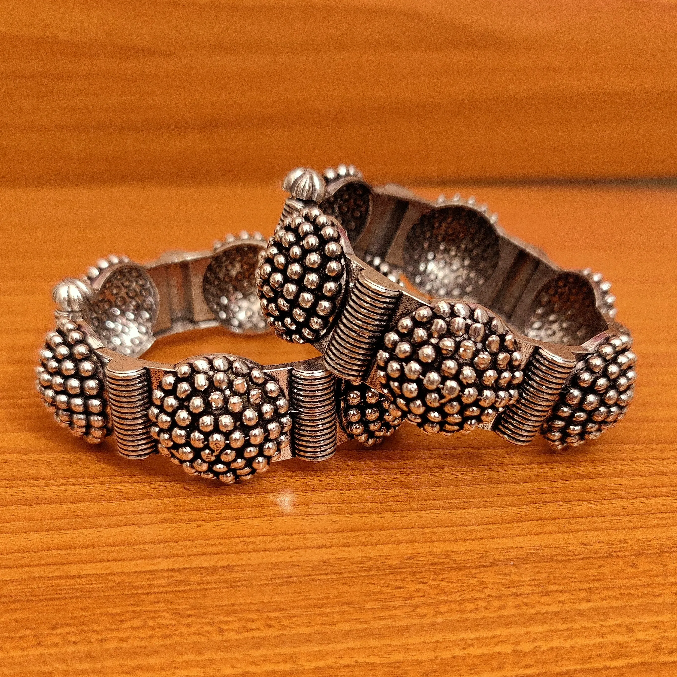 ANTIQUE GERMAN SILVER  PAIR OF OPENABLE BANGLES