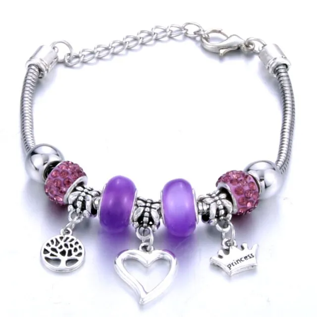 Antique Original Heart-Shaped buena suehe Charm Bracelets For Women Glass Beads Brand Bracelet & Bangle DIY Jewelry Gifts