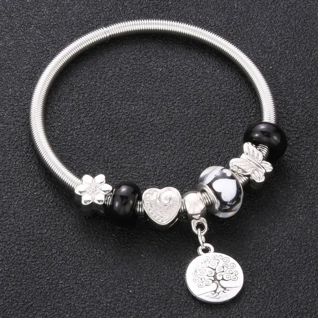 Antique Original Heart-Shaped buena suehe Charm Bracelets For Women Glass Beads Brand Bracelet & Bangle DIY Jewelry Gifts