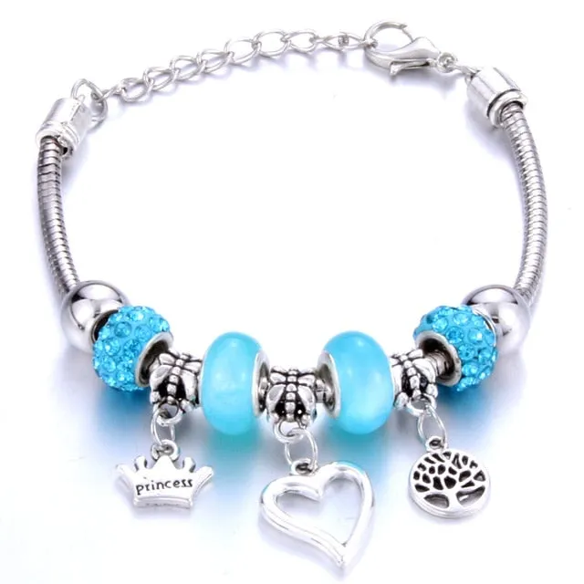 Antique Original Heart-Shaped buena suehe Charm Bracelets For Women Glass Beads Brand Bracelet & Bangle DIY Jewelry Gifts